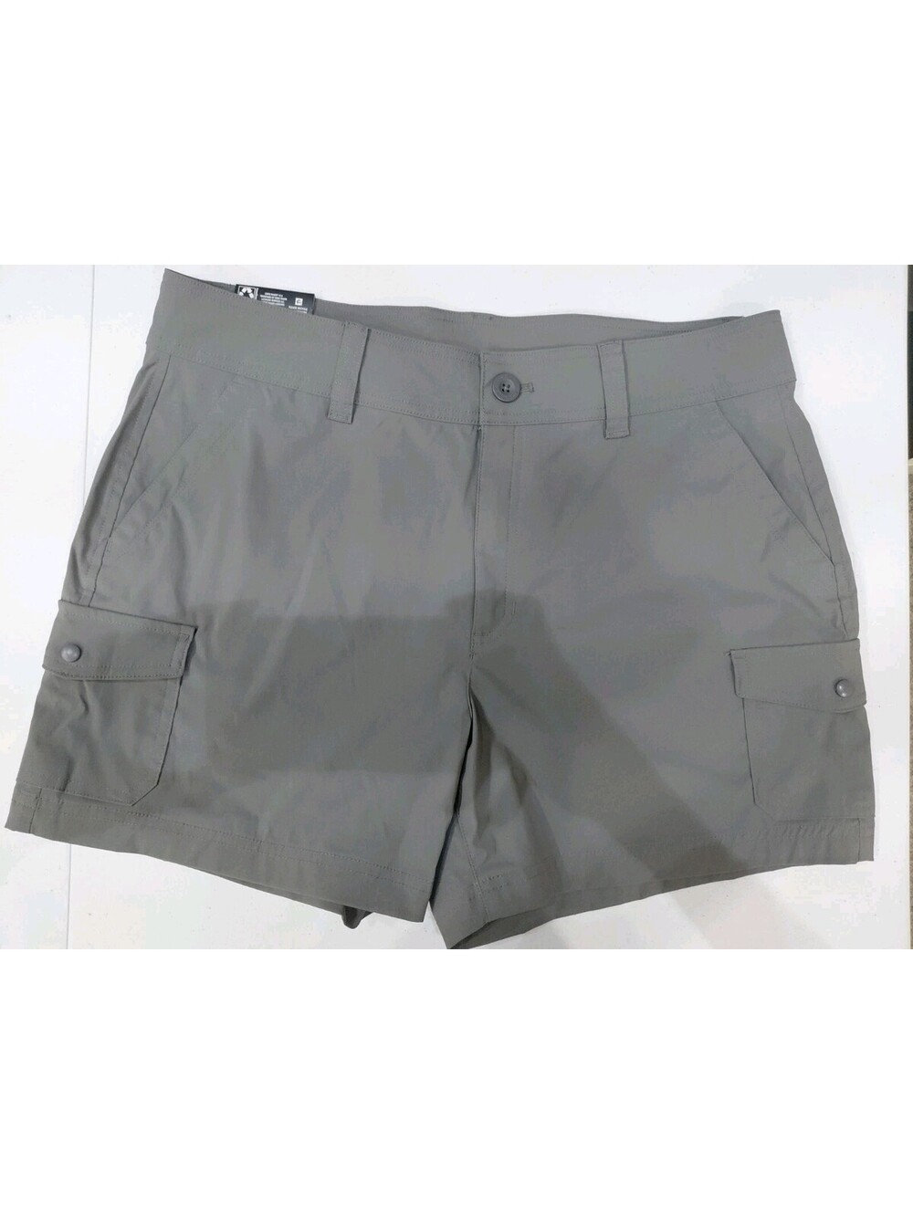 Eddie Bauer Cargo Pocket Shorts Womens 14 Gray Nylon 4.5" Inseam Hiking Outdoors